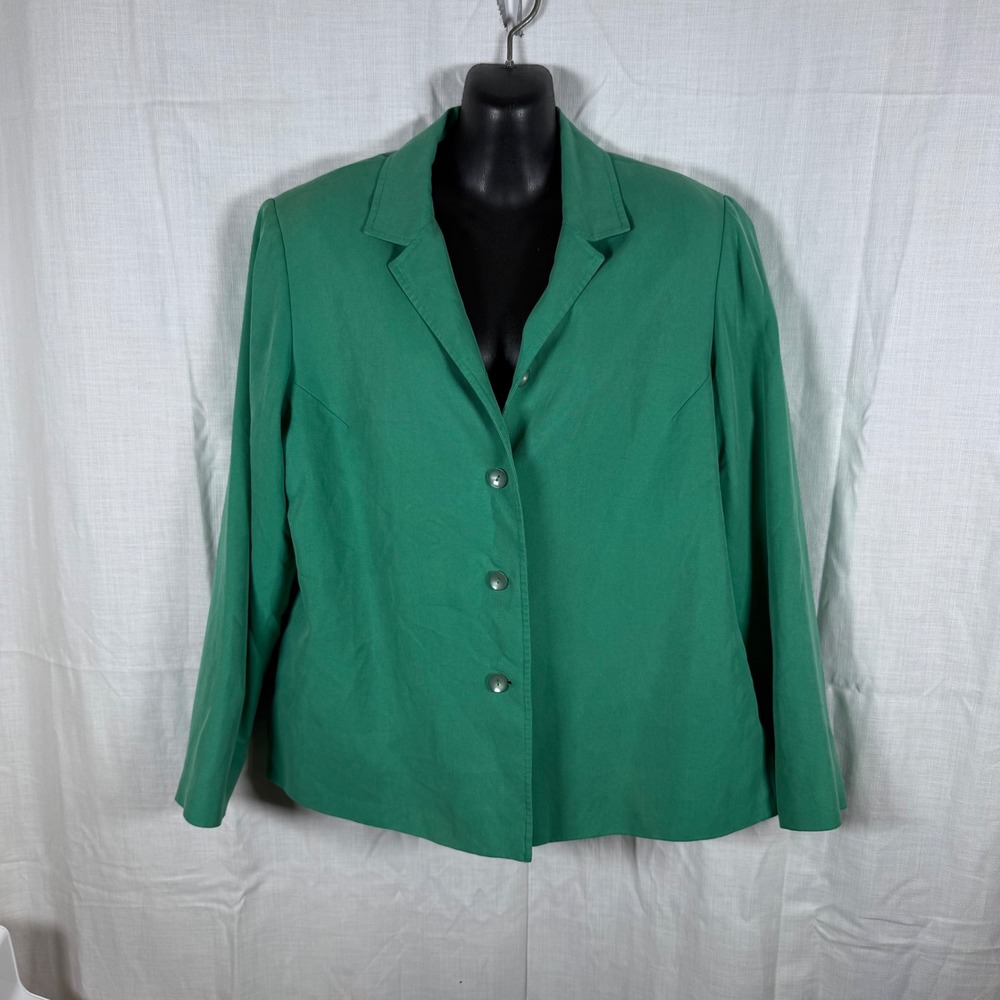Pendleton Silk Blazer Jacket Women Lg Green Professional Workwear Career Vtg